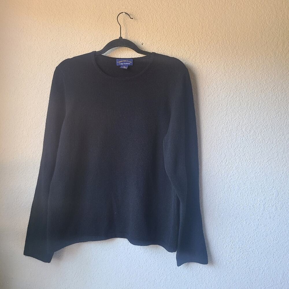 Charter Club Black Crewneck Cashmere Sweater Size XL